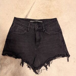 Alexander Wang Charcoal Frayed Jean Shorts